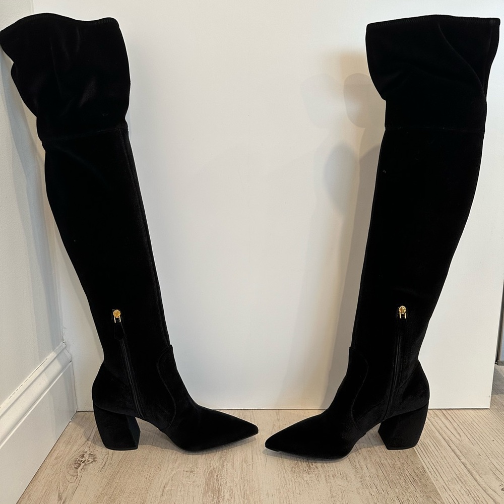 Prada Calzature Donna Velvet Velluto Stretch Over the Knee Boots